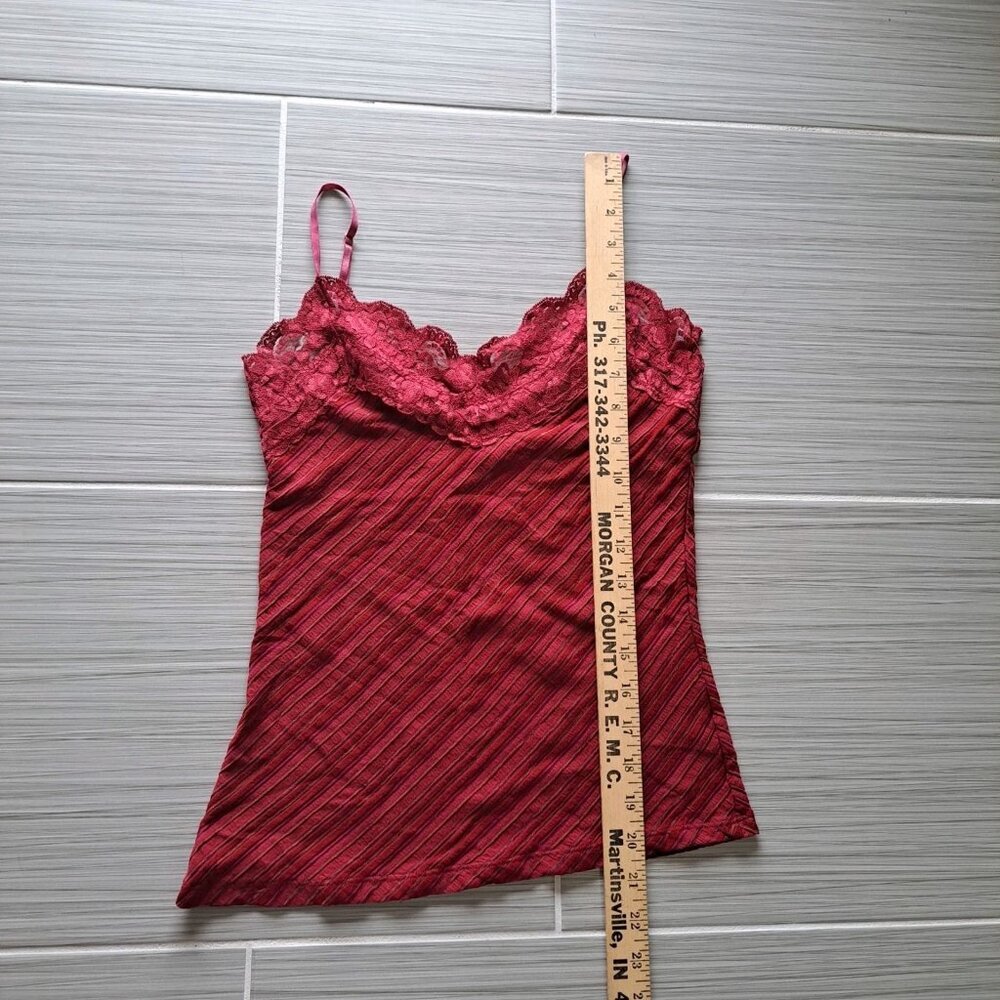 Vixen Y2K Tank Top Velvet Burnout Maroon Babydoll Spaghetti Strap Fairygrunge M - Picture 9 of 9